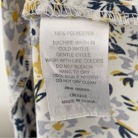 Carolina Belle Floral Navy Yellow Boho Balloon Sleeves Lightweight Top Women 2X - Picture 8 of 8